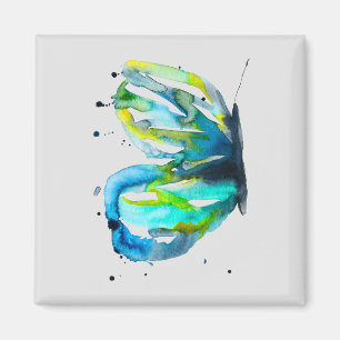Butterfly art watercolor blue magnet