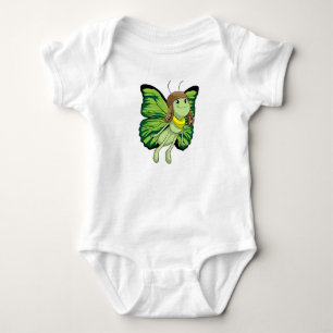 Butterfly as Pilot with Pilot hat Baby Bodysuit