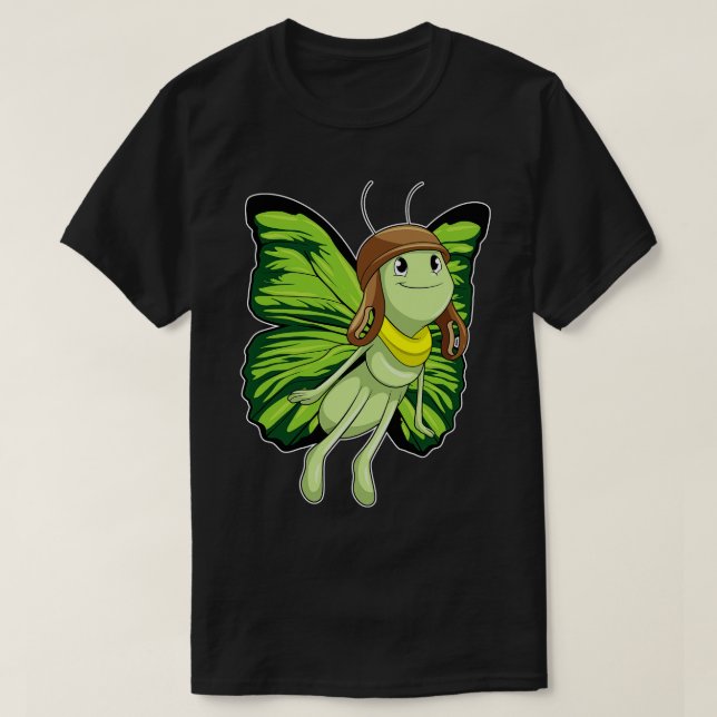 Butterfly as Pilot with Pilot hat T-Shirt (Design Front)