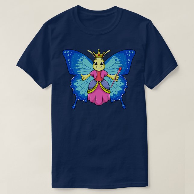 Butterfly as with Crown and Magic wand T-Shirt (Design Front)