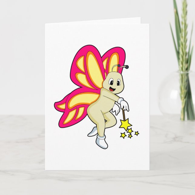 Butterfly as Wizard with Magic wand Card (Front)