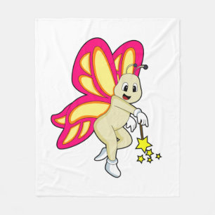 Butterfly as Wizard with Magic wand Fleece Blanket