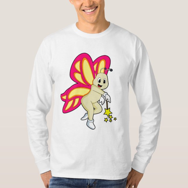 Butterfly as Wizard with Magic wand T-Shirt (Front)
