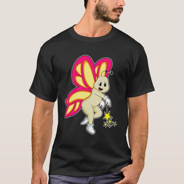 Butterfly as Wizard with Magic wand T-Shirt (Front)