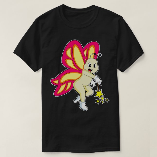 Butterfly as Wizard with Magic wand T-Shirt (Design Front)