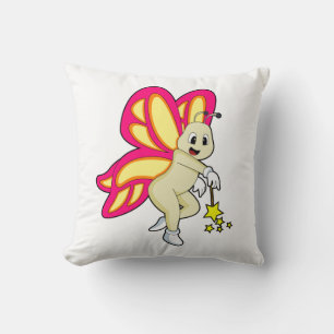 Butterfly as Wizard with Magic wand Throw Pillow