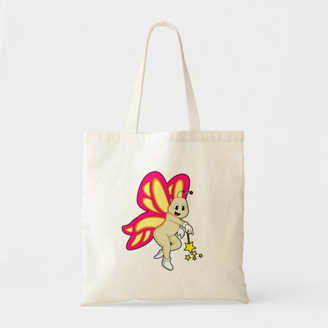 Butterfly as Wizard with Magic wand Tote Bag (Front)