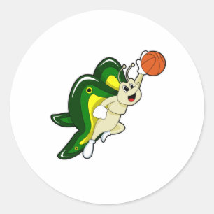 Butterfly at Basketball Sports Classic Round Sticker