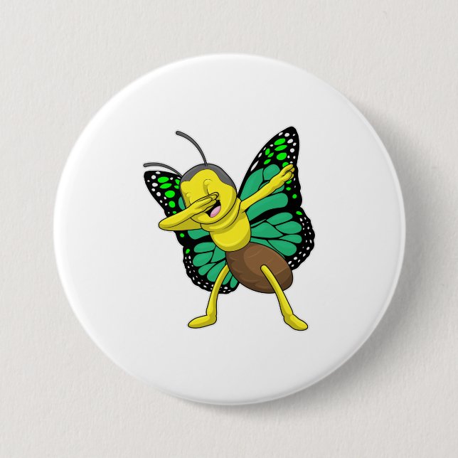 Butterfly at Hip Hop Dance Dab 3 Inch Round Button (Front)