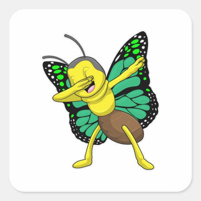Butterfly at Hip Hop Dance Dab Square Sticker (Front)