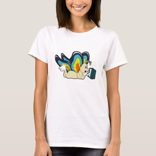 Butterfly at Reading with Book T-Shirt (Front)