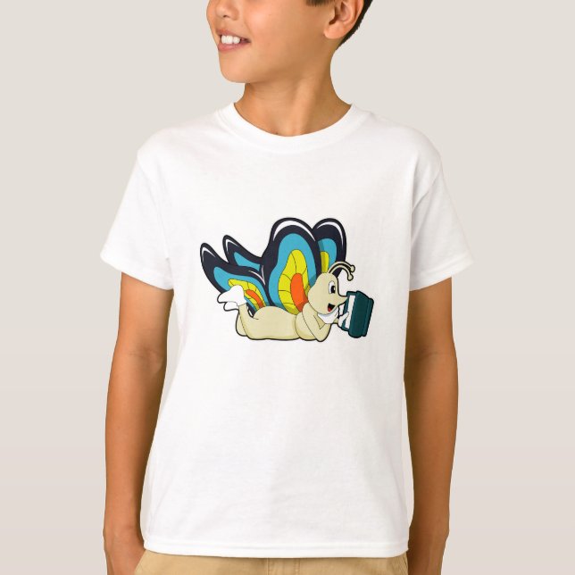 Butterfly at Reading with Book T-Shirt (Front)