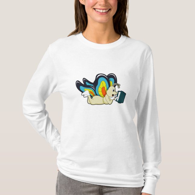 Butterfly at Reading with Book T-Shirt (Front)