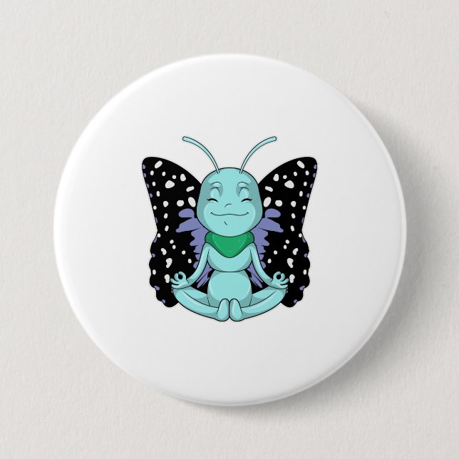 Butterfly at Yoga Stretching Legs 3 Inch Round Button (Front)