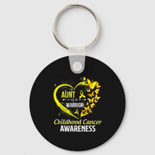 Butterfly Aunt Of A Warrior Childhood Cancer Aware Keychain