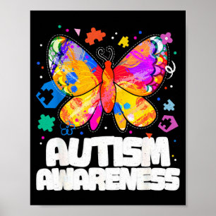 Butterfly autism awareness support autistic puzzle poster