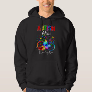 Butterfly Autism Mom I Love My Son Support Autisti Hoodie