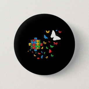 Butterfly Autism Puzzle Autistic Autism Awareness 2 Inch Round Button
