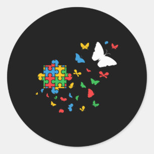 Butterfly Autism Puzzle Autistic Autism Awareness  Classic Round Sticker
