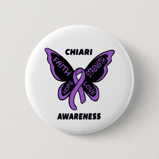 Butterfly/Awareness...Chiari 2 Inch Round Button (Front)