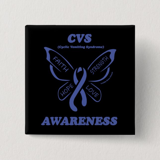 Butterfly/Awareness...CVS 2 Inch Square Button (Front)
