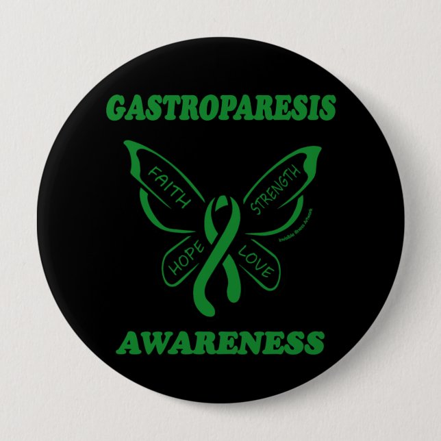 Butterfly/Awareness...Gastroparesis  4 Inch Round Button (Front)