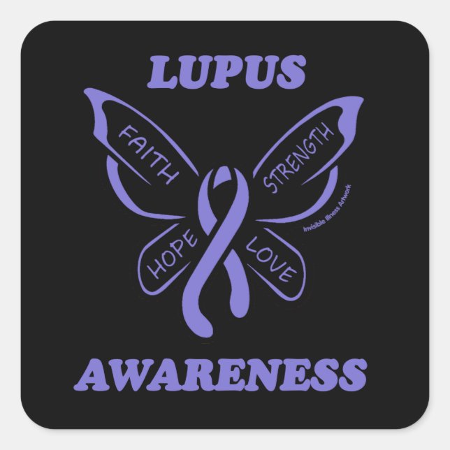 Butterfly/Awareness...Lupus Square Sticker (Front)
