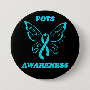 Butterfly/Awareness...POTS 3 Inch Round Button