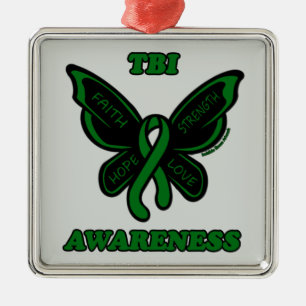 Butterfly/Awareness...TBI Metal Ornament