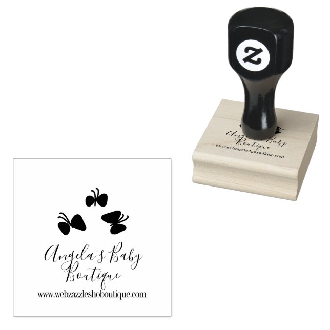 Butterfly Baby Boutique Clothing Business Logo  Rubber Stamp (Stamped)