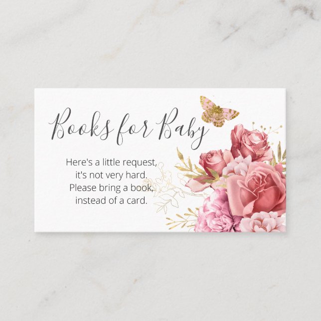 Butterfly Baby Shower Books for Baby Request  Business Card (Front)