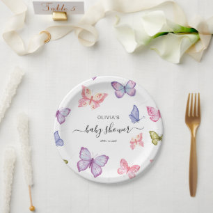 Butterfly Baby Shower Decor Paper Plate
