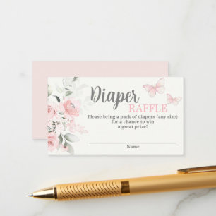 Butterfly Baby Shower Diaper Raffle Enclosure Card