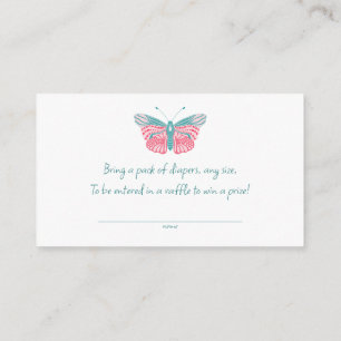 Butterfly baby shower diaper raffle tickets enclosure card