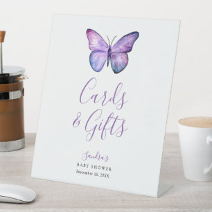 Butterfly Baby Shower Elegant Cards and Gifts Pedestal Sign