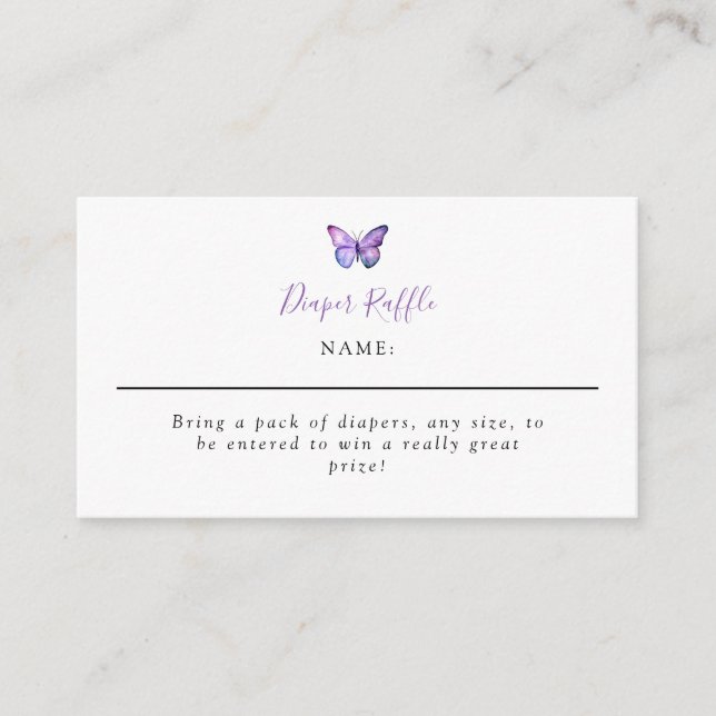 Butterfly Baby Shower Elegant Diaper Raffle Script Enclosure Card (Front)