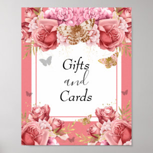 Butterfly Baby Shower Gifts and Cards Party Sign