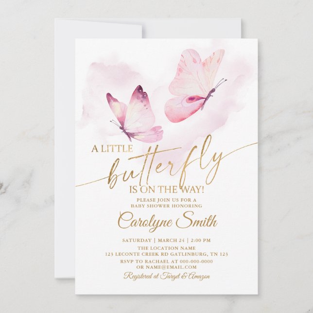 Butterfly Baby Shower Girl Invitation (Front)
