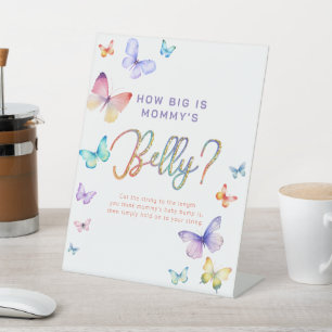 Butterfly Baby Shower Guessing Game Pedestal Sign