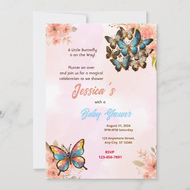 Butterfly Baby Shower Invitation (Front)