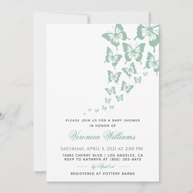 Butterfly Baby Shower Invitation (Front)