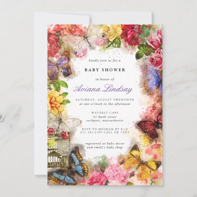 Butterfly Baby Shower Invitation (Front)