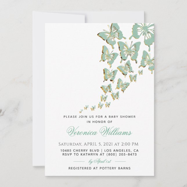 Butterfly Baby Shower Invitation (Front)