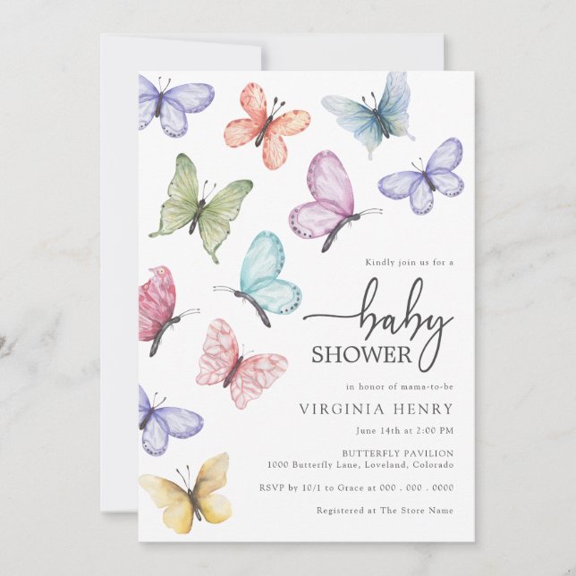 Butterfly Baby Shower Invitation (Front)