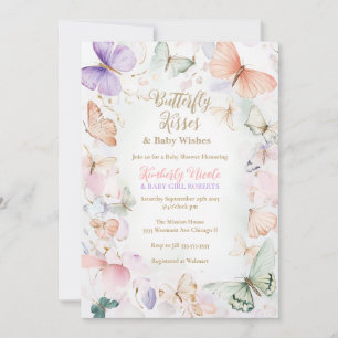 Butterfly baby shower invitation butterfly kisses