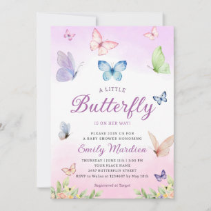 Butterfly Baby Shower Invitation, Girl Baby Shower Invitation