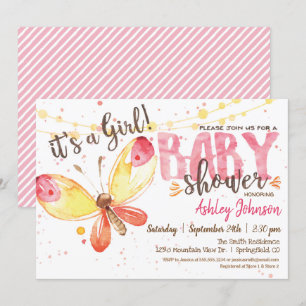 Butterfly Baby Shower invitation, it's a girl Invitation