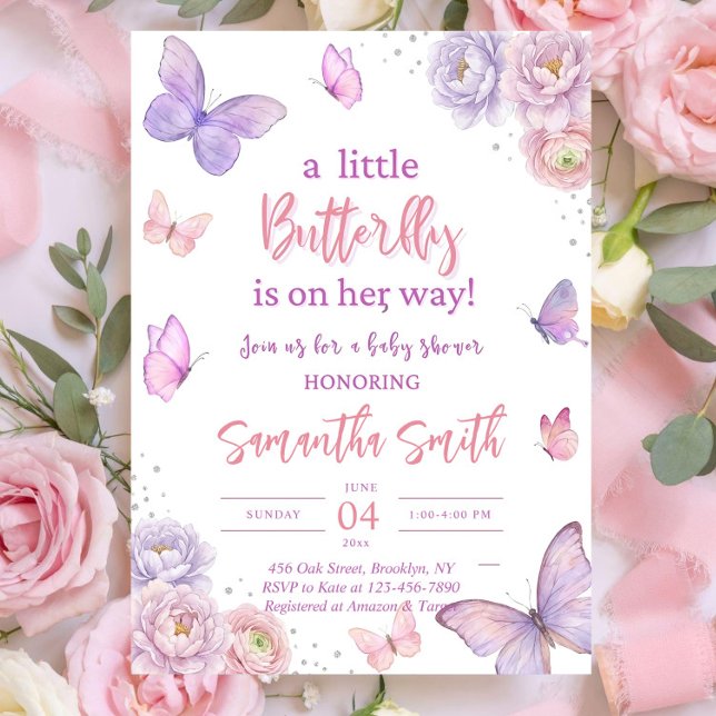 Butterfly Baby Shower Invitation, Pink Purple  Invitation (Creator Uploaded)