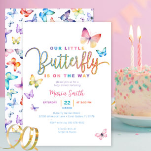 Butterfly Baby Shower Invite – Rainbow Glitter