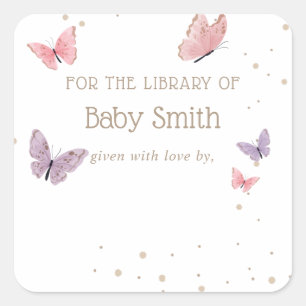 Butterfly Baby Shower Library Square Square Square Sticker